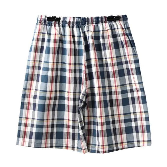 100% Cotton Men's Plaid Boxer Shorts - Comfortable, Loose Fit Sleepwear.