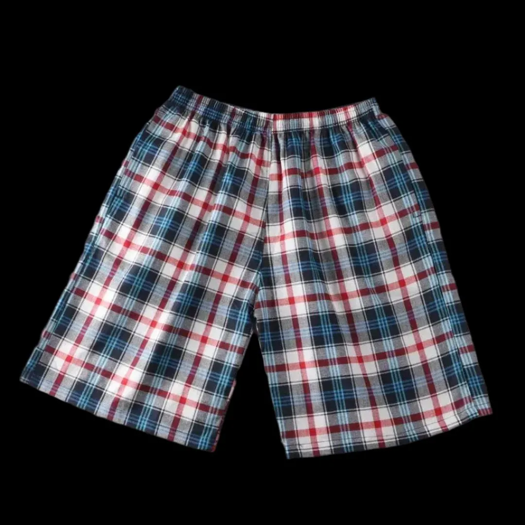 100% Cotton Men's Plaid Boxer Shorts - Comfortable, Loose Fit Sleepwear.