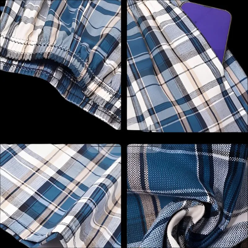 100% Cotton Men's Plaid Boxer Shorts - Comfortable, Loose Fit Sleepwear.