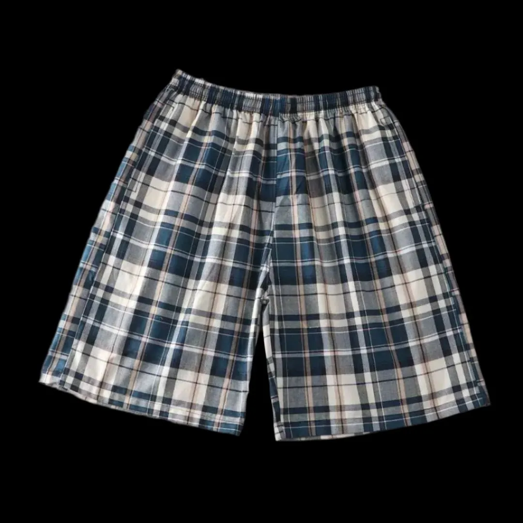100% Cotton Men's Plaid Boxer Shorts - Comfortable, Loose Fit Sleepwear.
