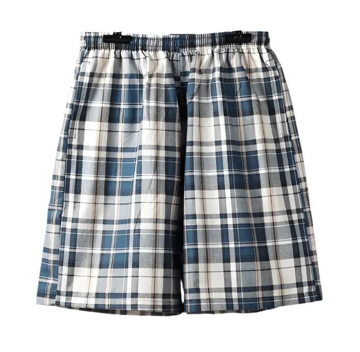 100% Cotton Men's Plaid Boxer Shorts - Comfortable, Loose Fit Sleepwear.