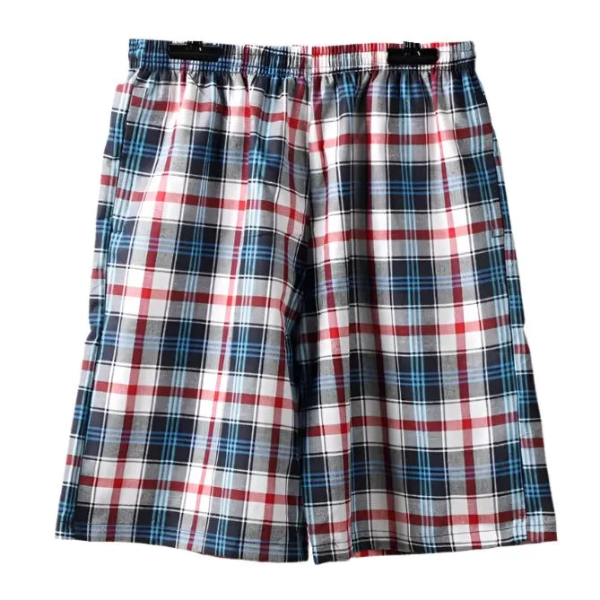 100% Cotton Men's Plaid Boxer Shorts - Comfortable, Loose Fit Sleepwear.