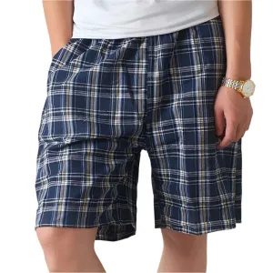 100% Cotton Men's Plaid Boxer Shorts - Comfortable, Loose Fit Sleepwear.