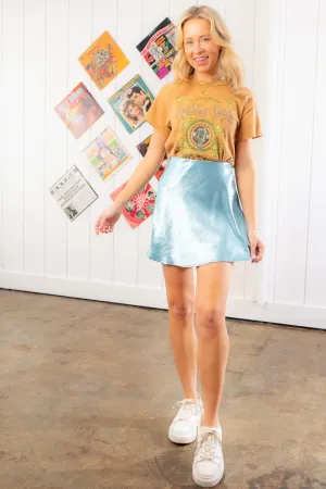 Avril Blue Satin Mini Skirt