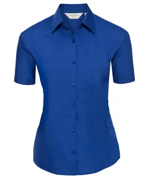 Bright Royal - Women's short sleeve polycotton easycare poplin shirt