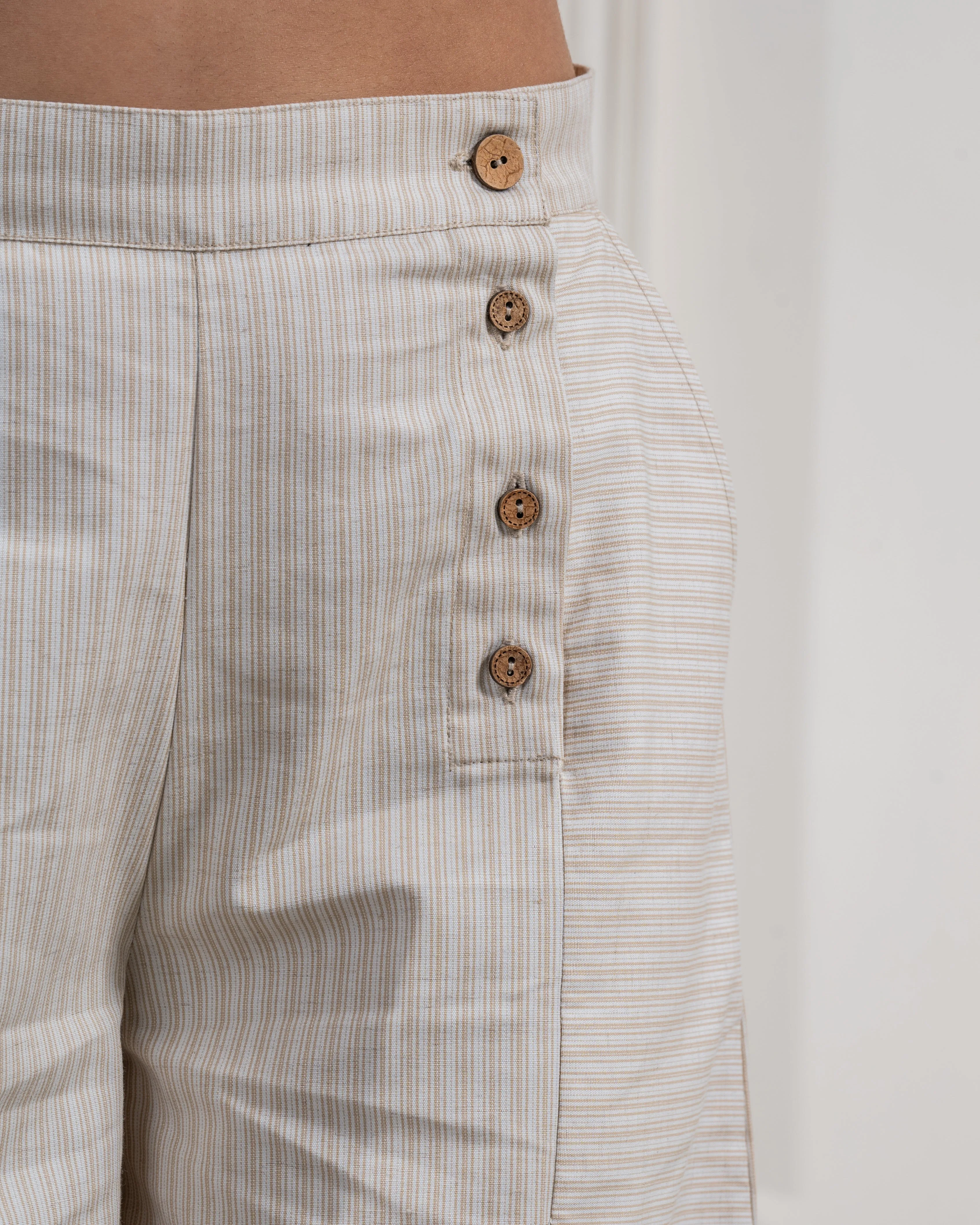 Candy Striped Ivory Cotton Pants