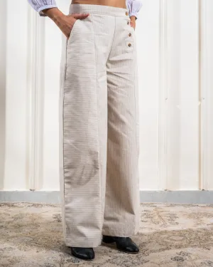 Candy Striped Ivory Cotton Pants