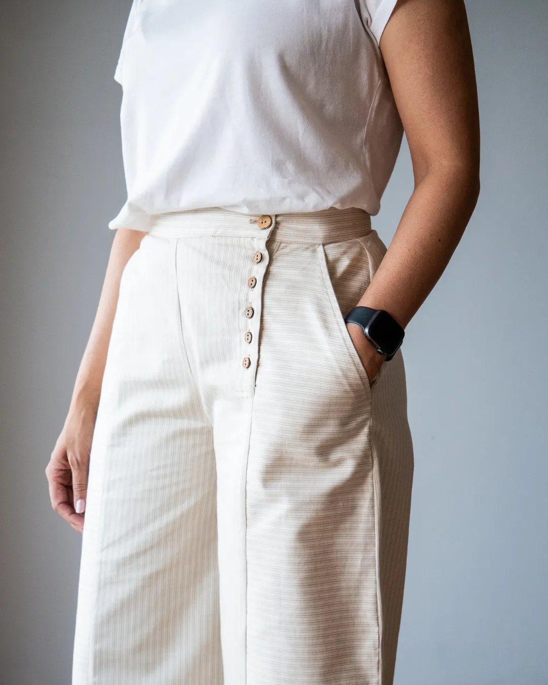 Candy Striped Ivory Cotton Pants