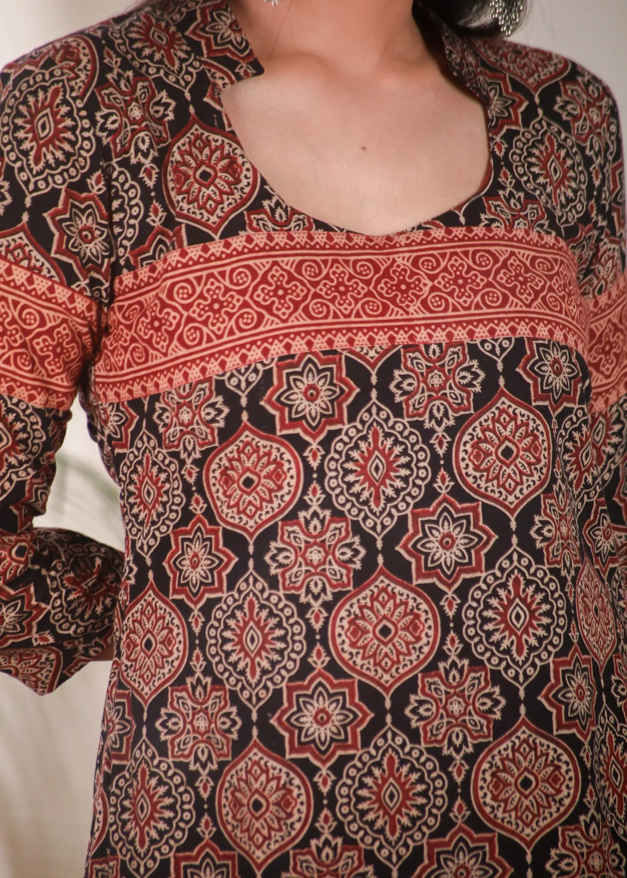 Comfortable Cotton A line Ajrakh Combination Kurta