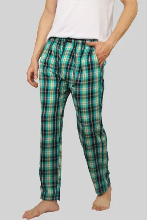 Cyan Blue soft and super comfortable checkered pajamas for men