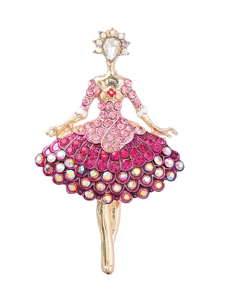 Dance Gift Alloy Diamond Ballerina Girl Brooch Cute Pin Fashion Brooch Accessories