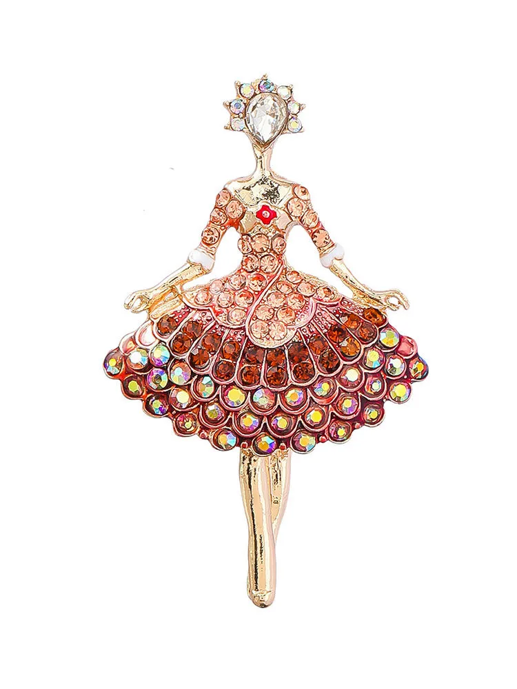 Dance Gift Alloy Diamond Ballerina Girl Brooch Cute Pin Fashion Brooch Accessories