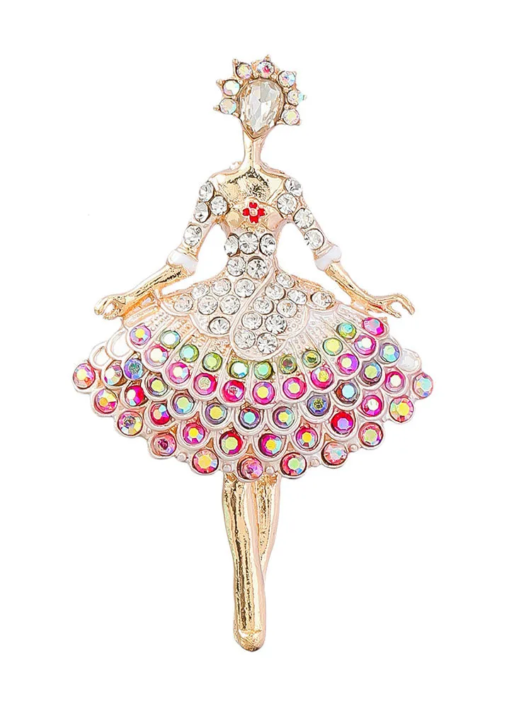 Dance Gift Alloy Diamond Ballerina Girl Brooch Cute Pin Fashion Brooch Accessories