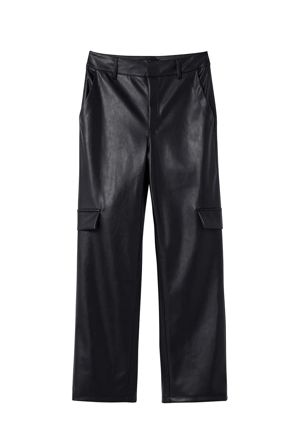 Desigual Leather Effect Cargo Trousers Nero