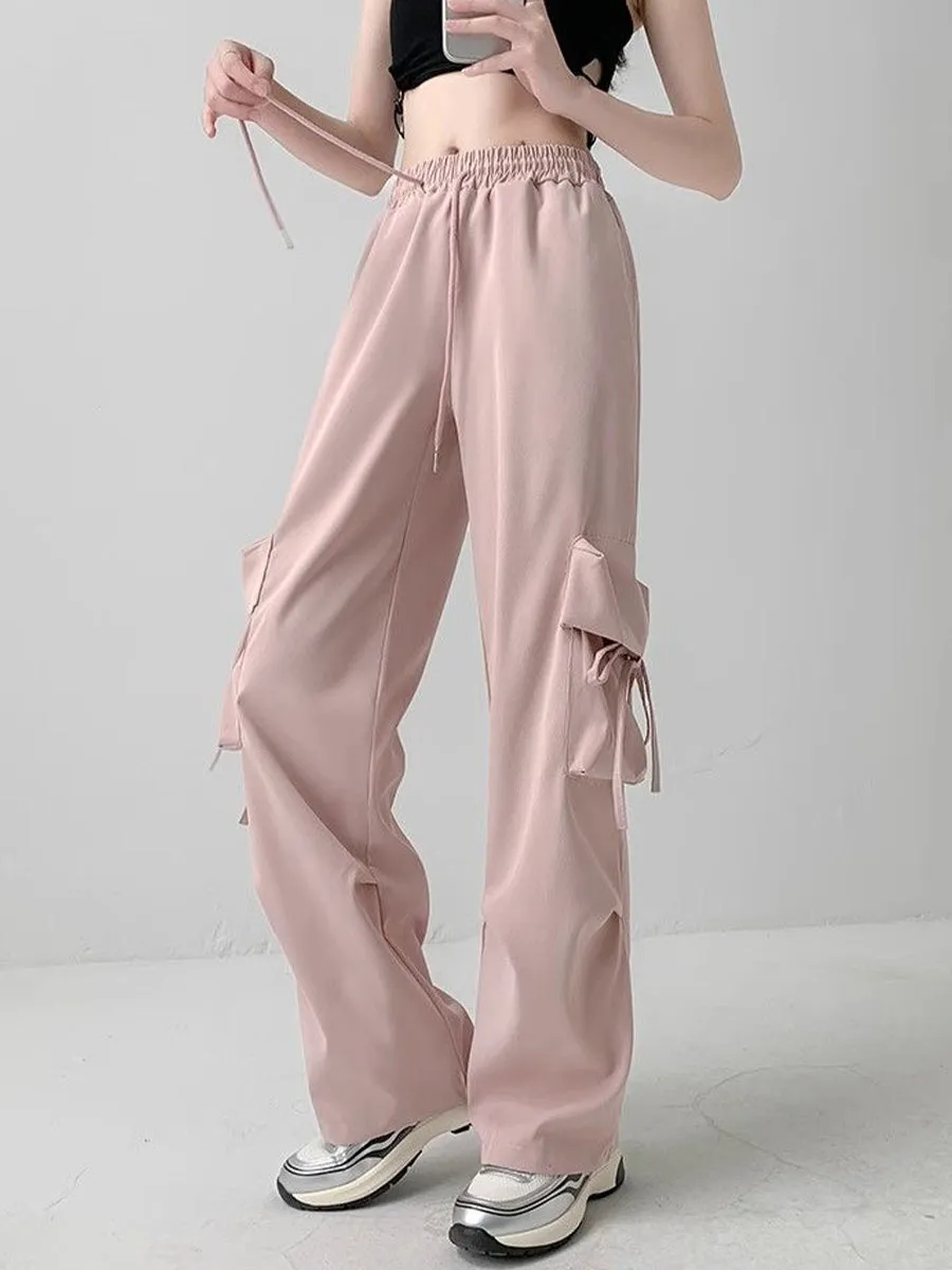 Drawstring Blue Loose Fit Trousers Pants