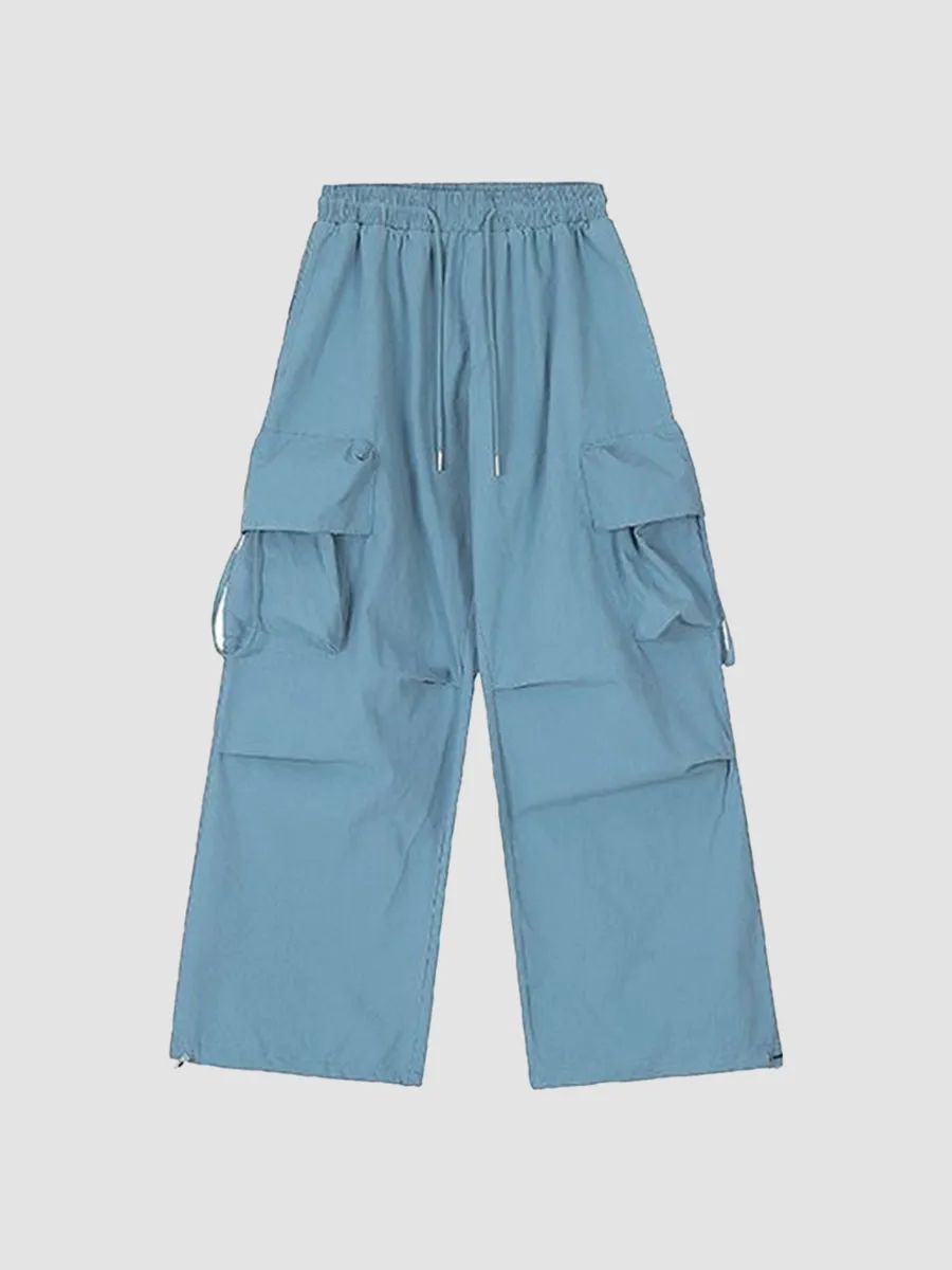 Drawstring Blue Loose Fit Trousers Pants