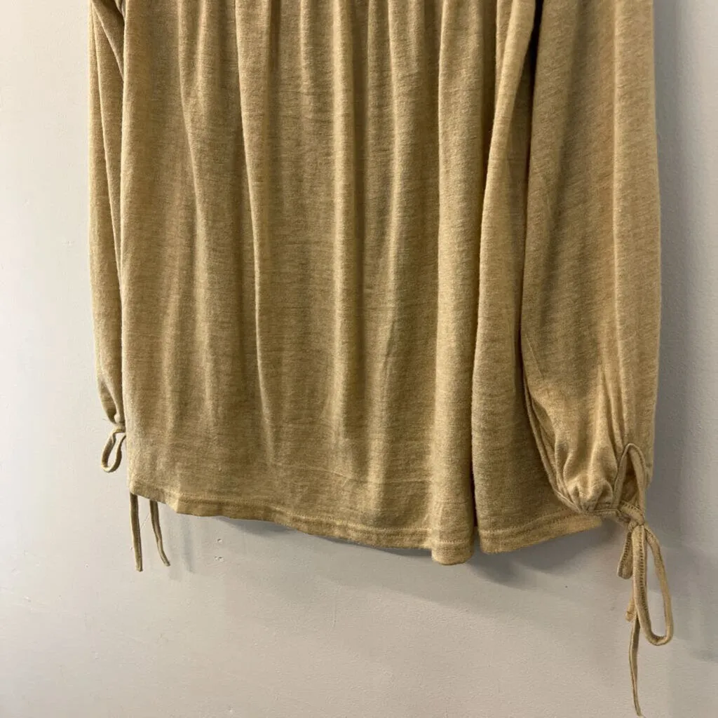 Easel Light Brown Lace Top Detail Long Sleeve Top Small