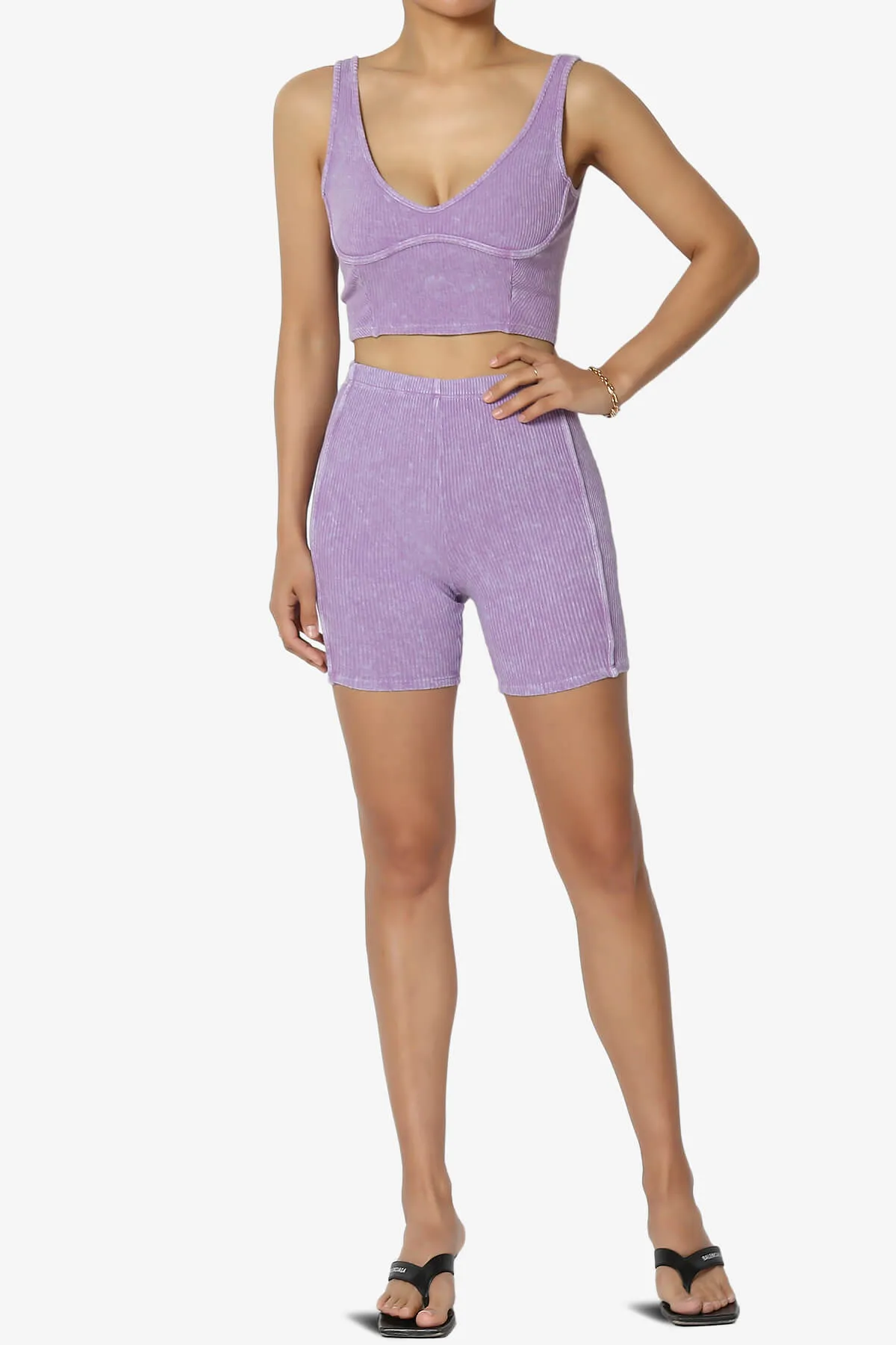 Eleanor Garment Dye Crop Tank Top & Biker Shorts SET