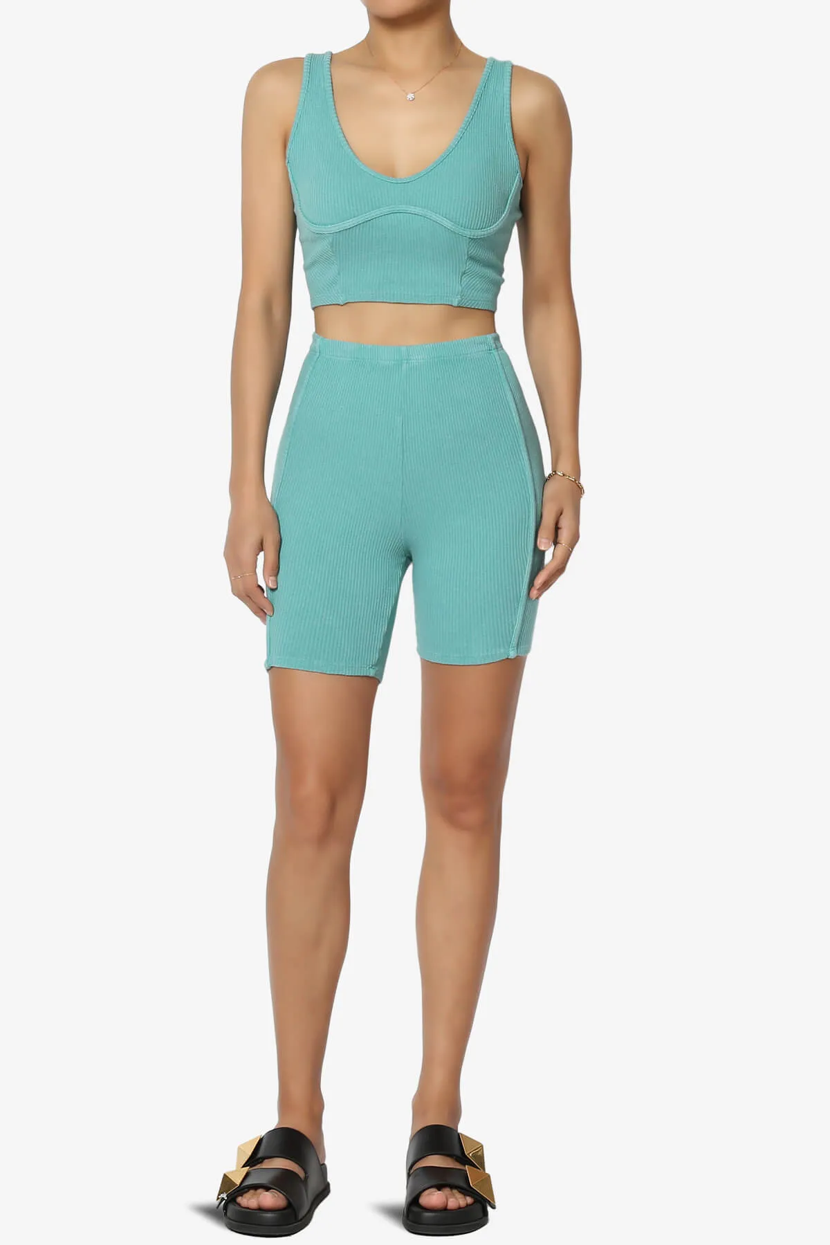 Eleanor Garment Dye Crop Tank Top & Biker Shorts SET