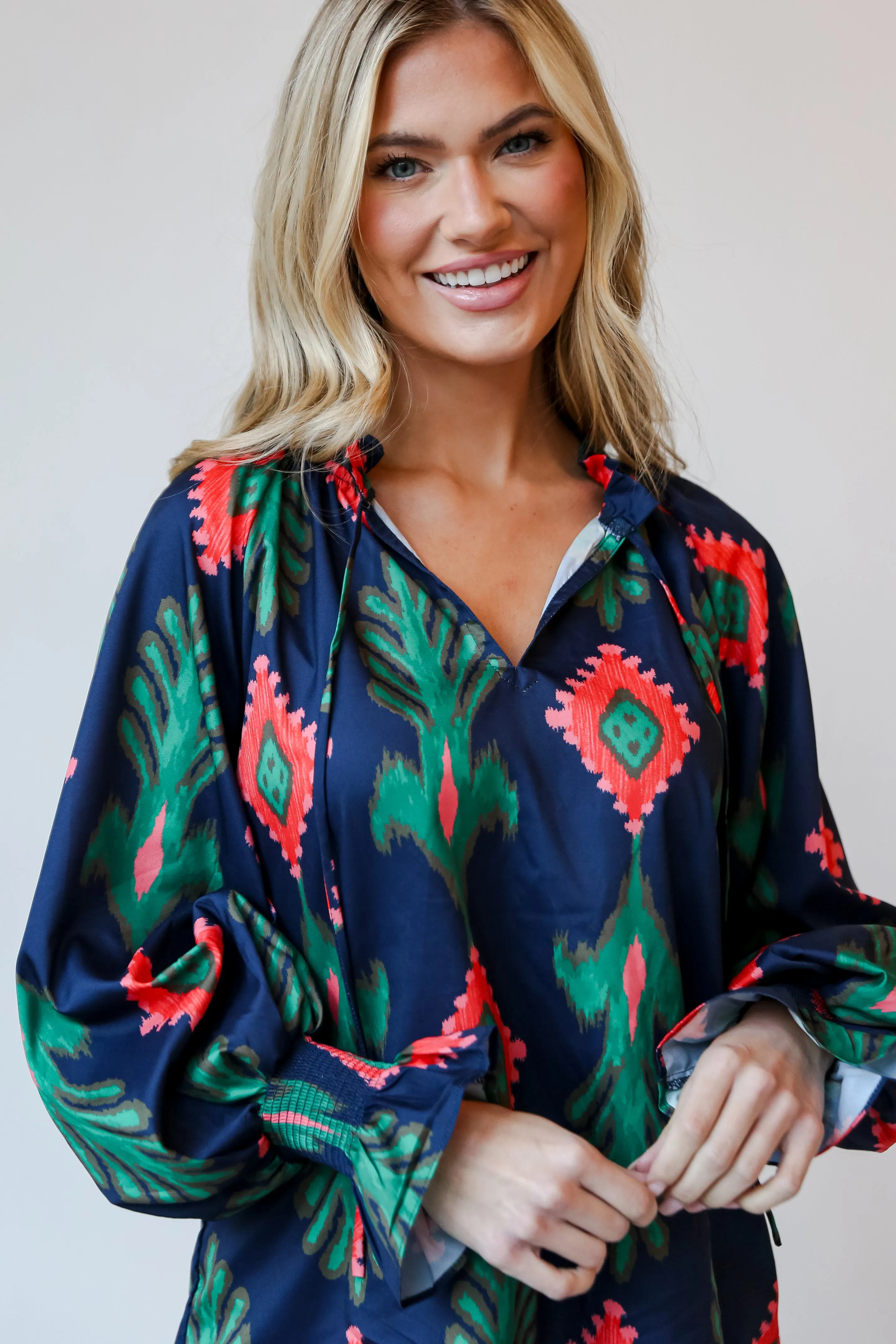 FINAL SALE - Sophisticated Presence Navy Blouse