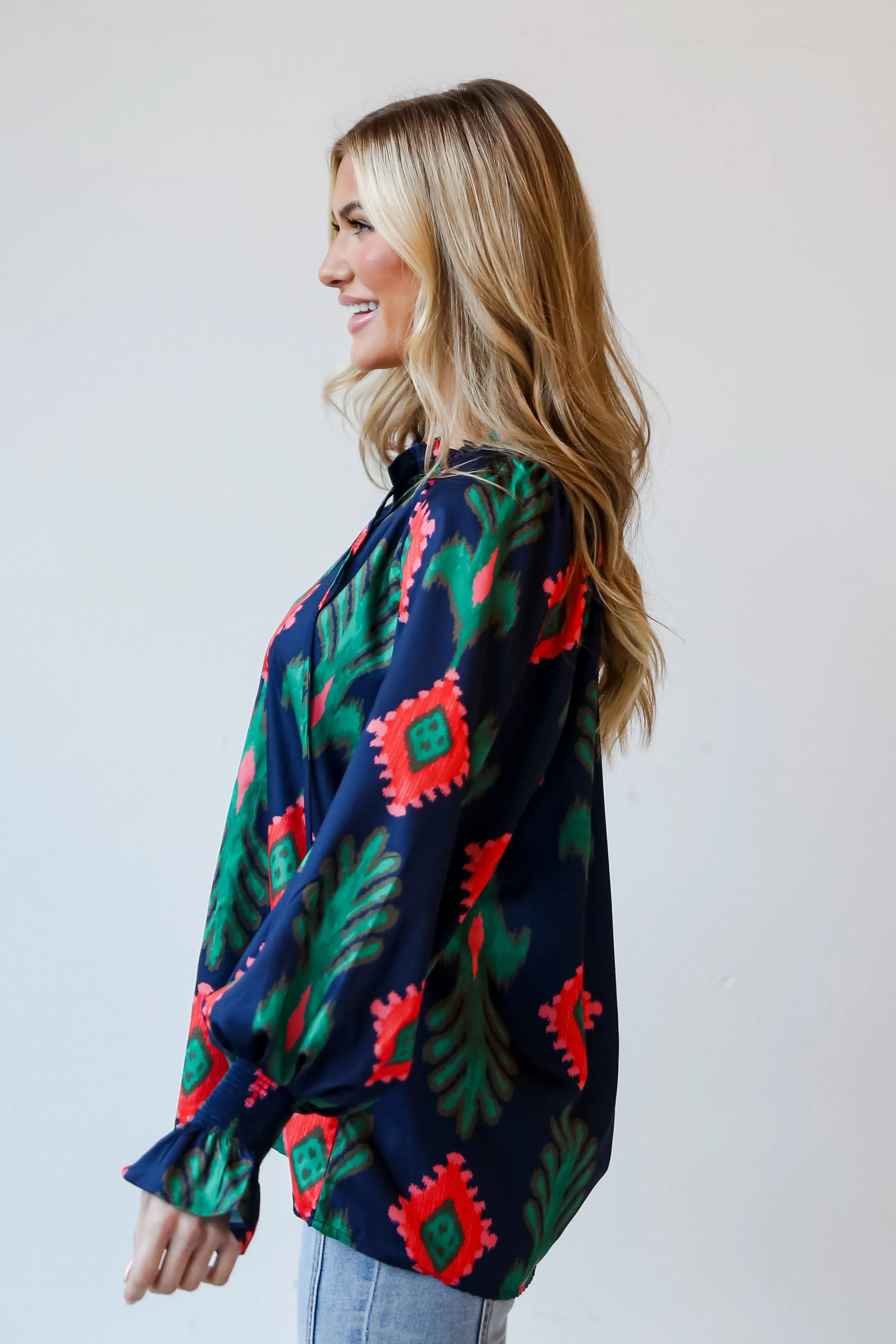 FINAL SALE - Sophisticated Presence Navy Blouse