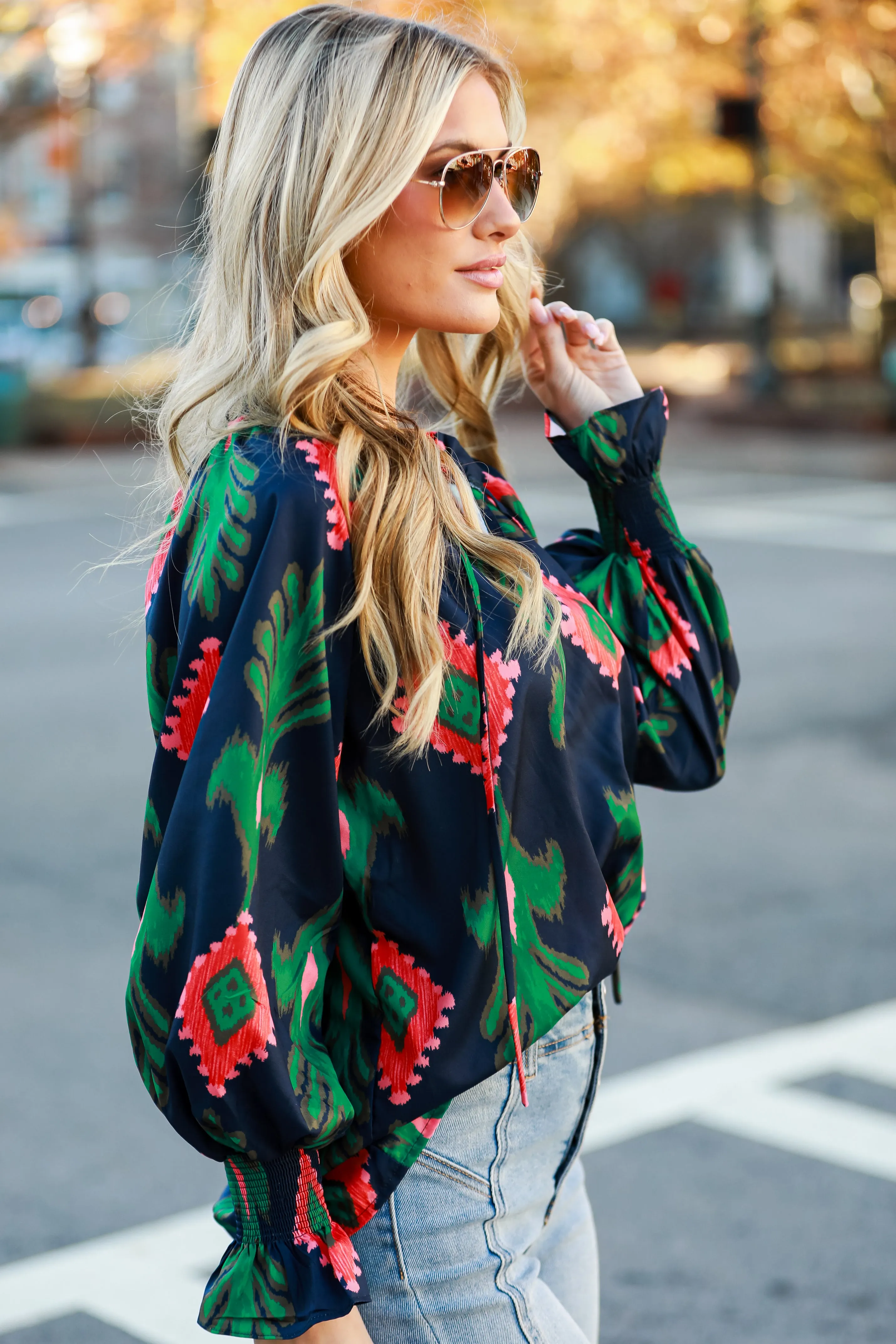 FINAL SALE - Sophisticated Presence Navy Blouse