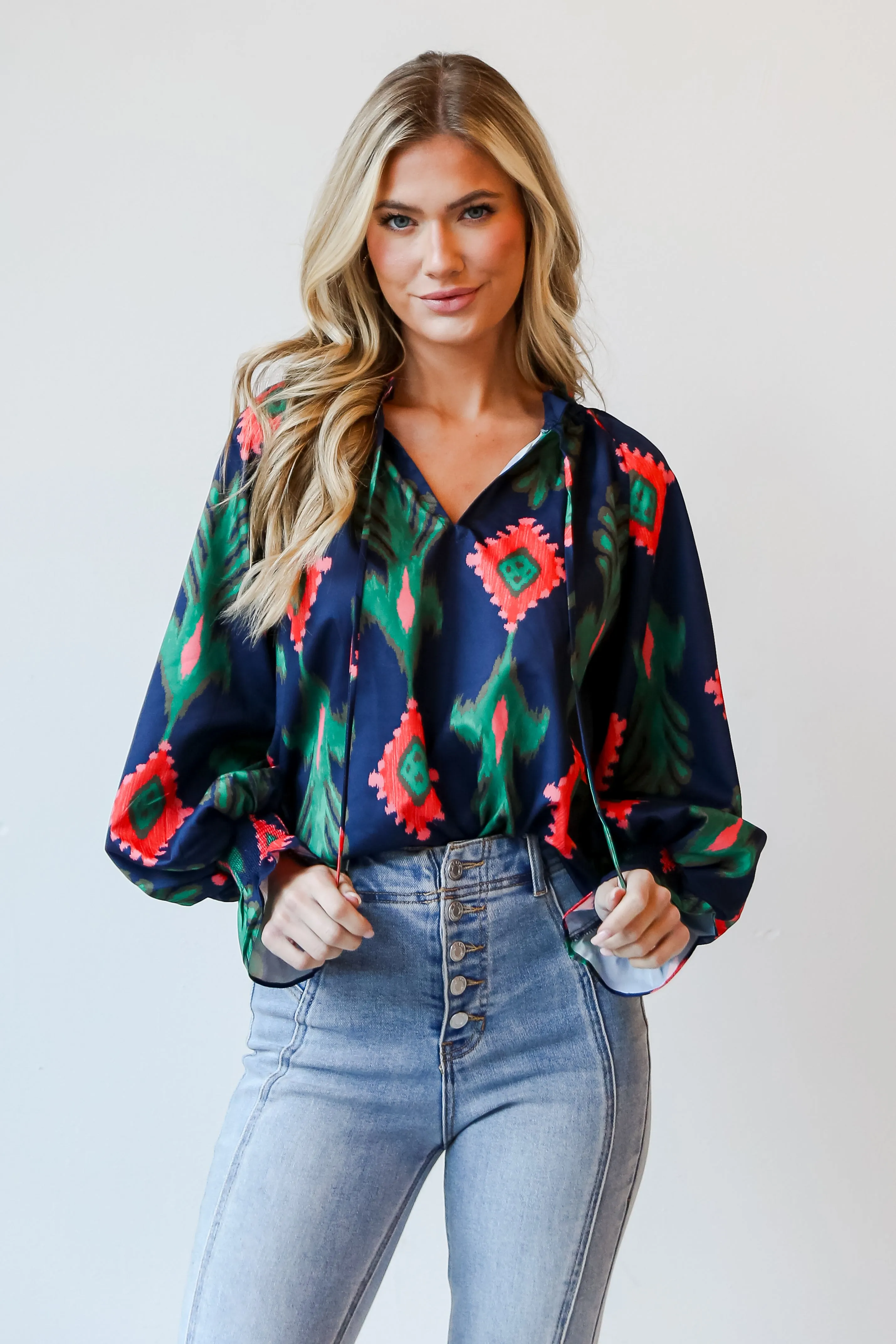 FINAL SALE - Sophisticated Presence Navy Blouse
