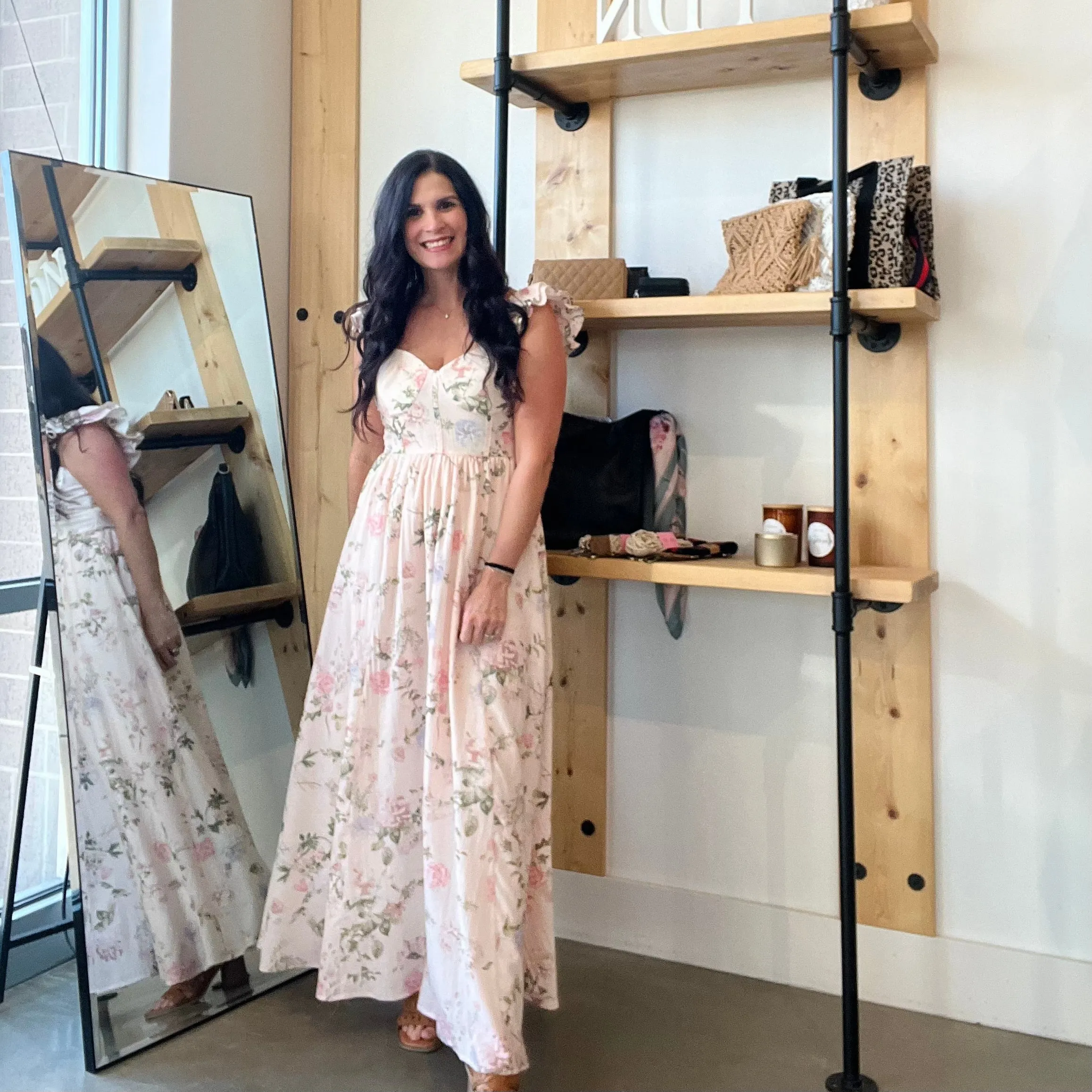 Floral Sweetheart Corset Maxi Dress - Blush