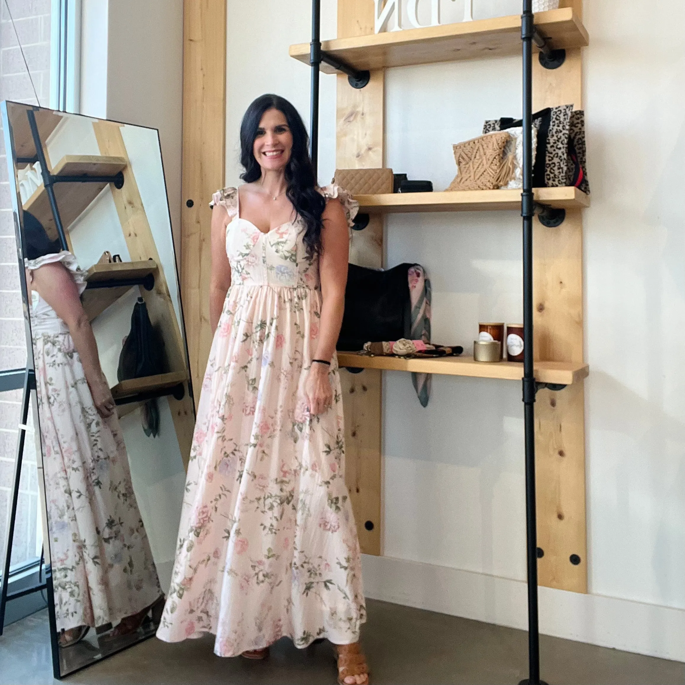 Floral Sweetheart Corset Maxi Dress - Blush