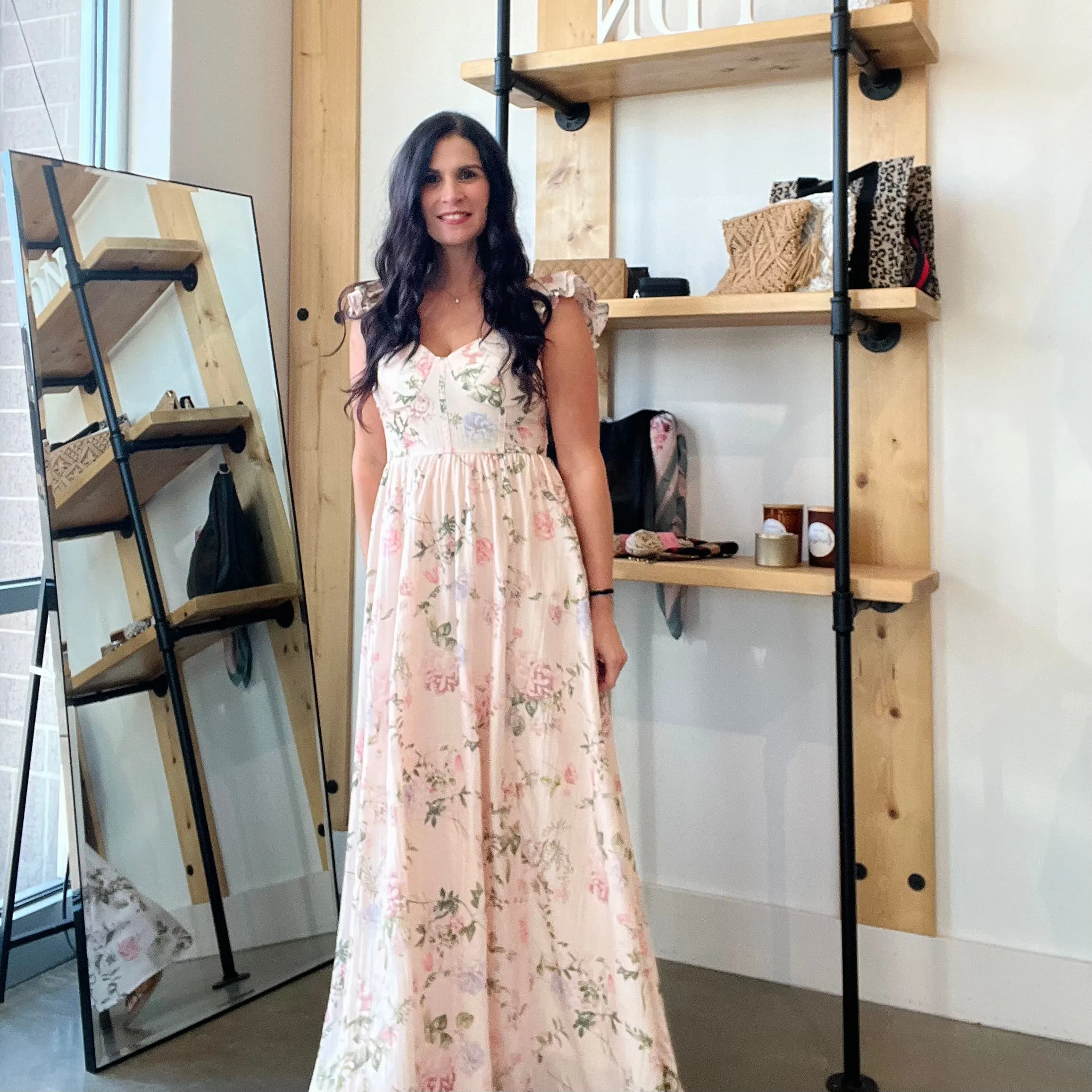 Floral Sweetheart Corset Maxi Dress - Blush
