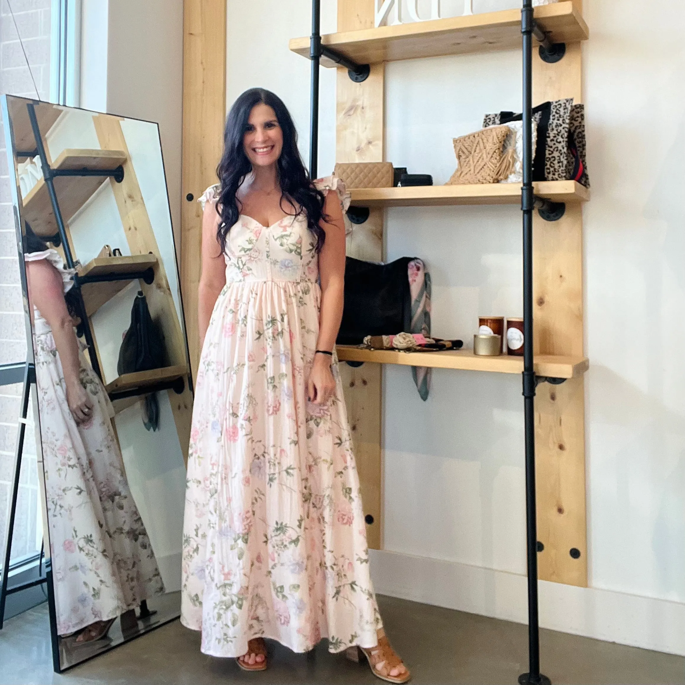 Floral Sweetheart Corset Maxi Dress - Blush