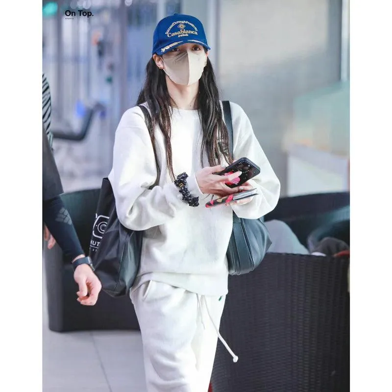 Gray Female Korean Fashion Casual Hoodie Hoodie Pants Loose