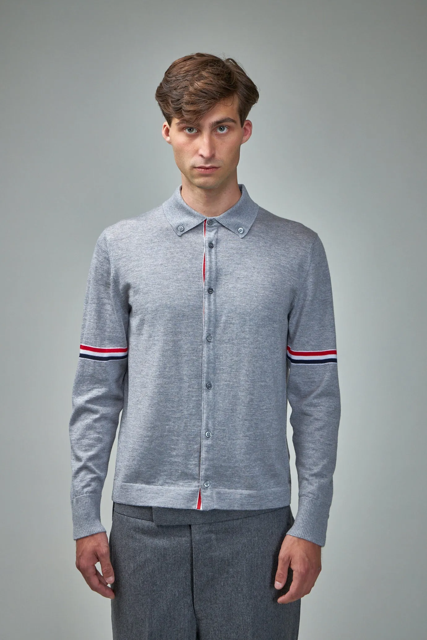 Jersey Stitch Button Down Long Sleeve Shirt