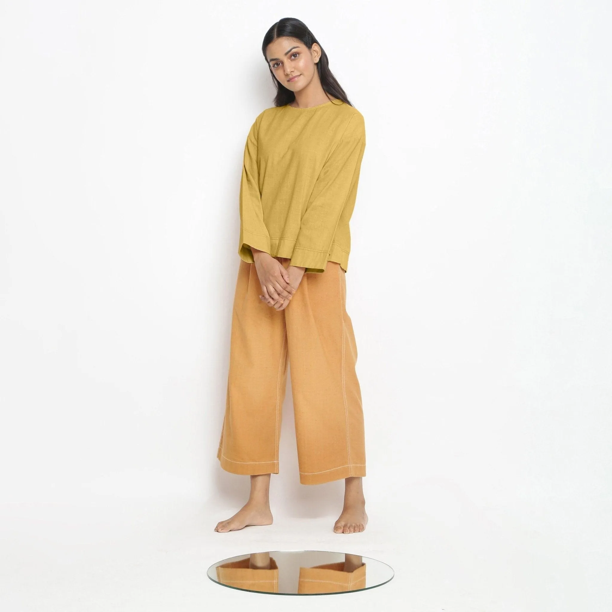 Light Yellow Handspun 100% Cotton Tie-Neck Top