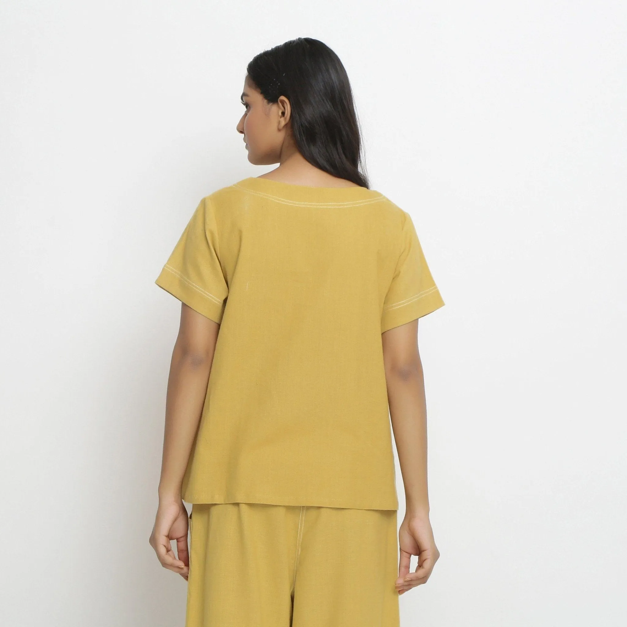 Light Yellow Handspun Cotton Paneled Top