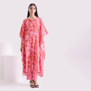 Majestic pink silk kaftan style suit set of 2