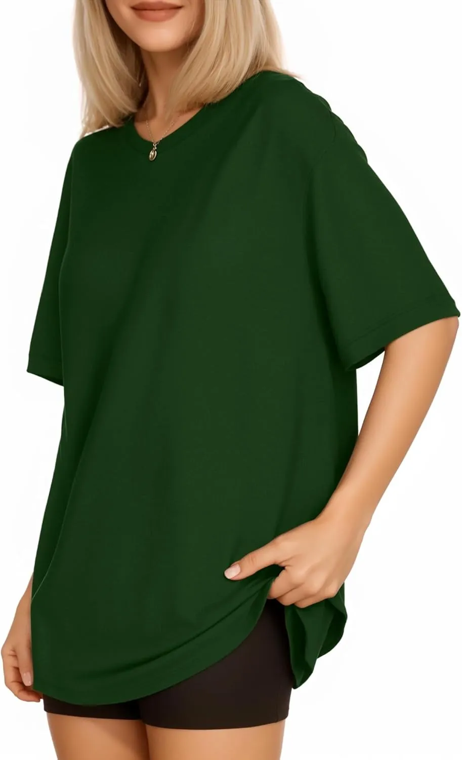 MANGOPOP Women's Oversized T Shirts Short Sleeve Crewneck Loose Fit Tops Summer Basic Tee