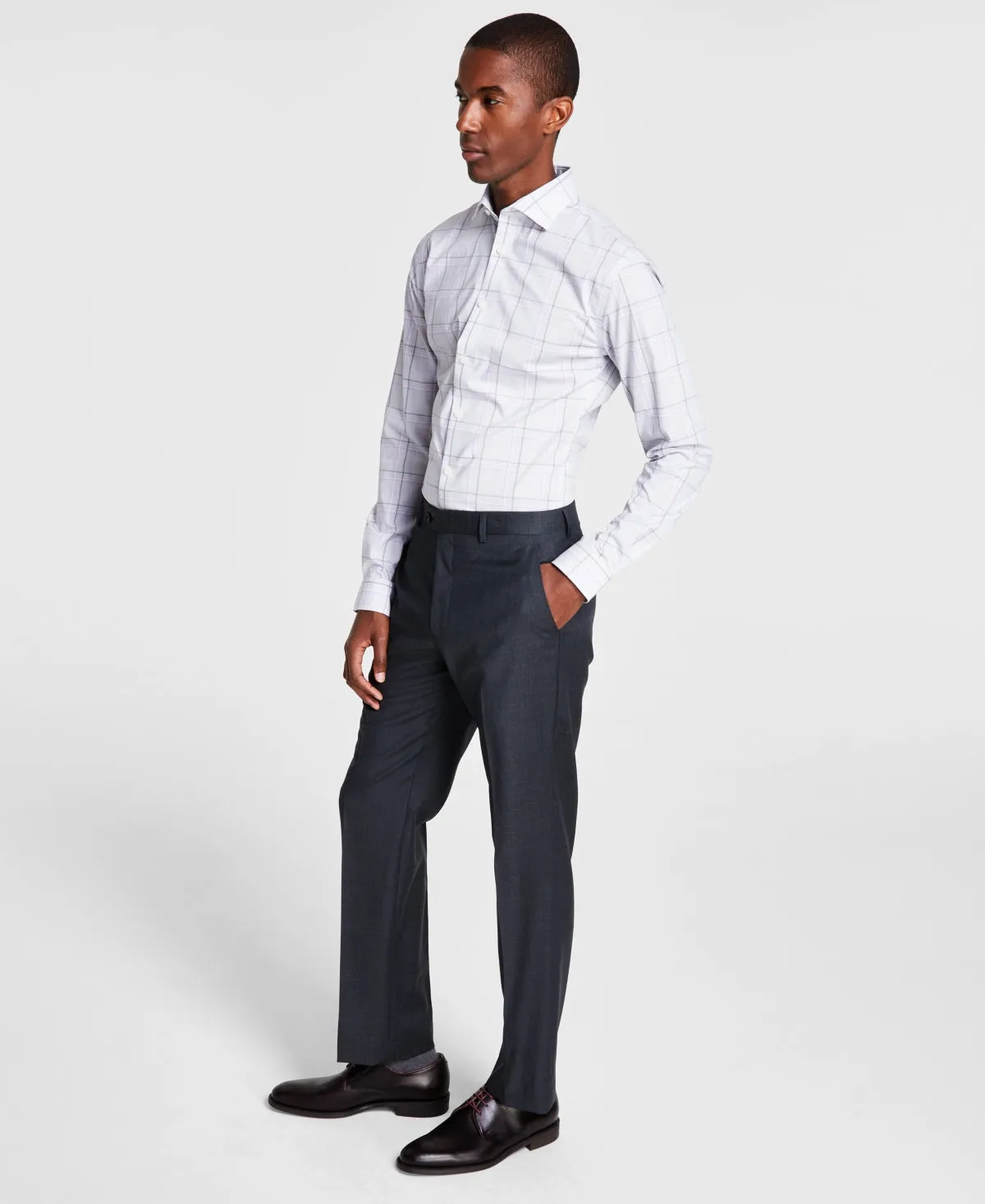 Michael Kors Mens Classic fit Dress Pants 40 / 30 Grey Solid Stretch