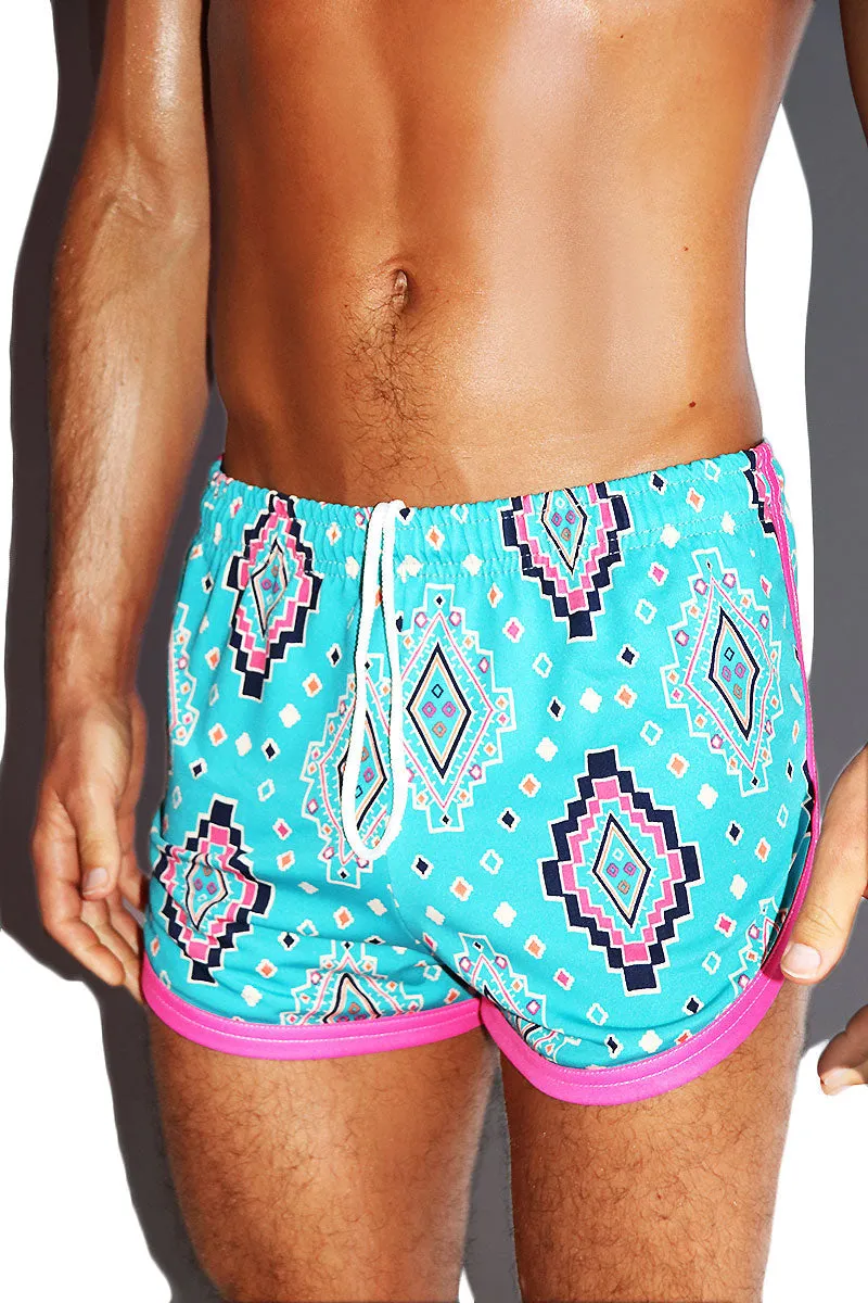 Painted Rocks Running Shorts- Blue