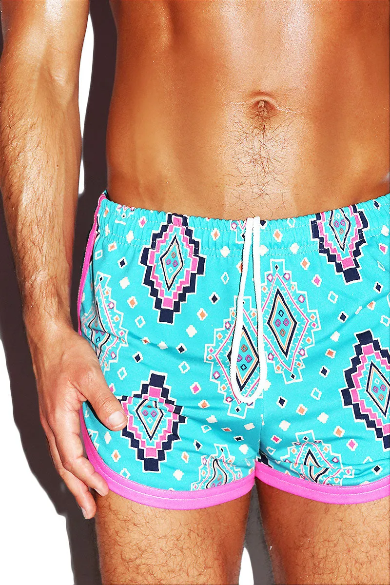 Painted Rocks Running Shorts- Blue