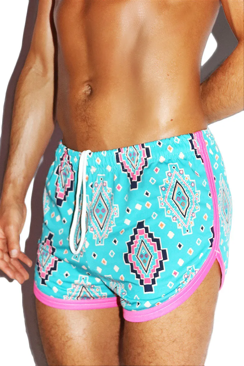 Painted Rocks Running Shorts- Blue