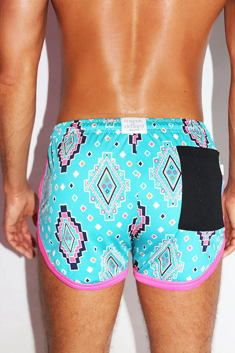 Painted Rocks Running Shorts- Blue
