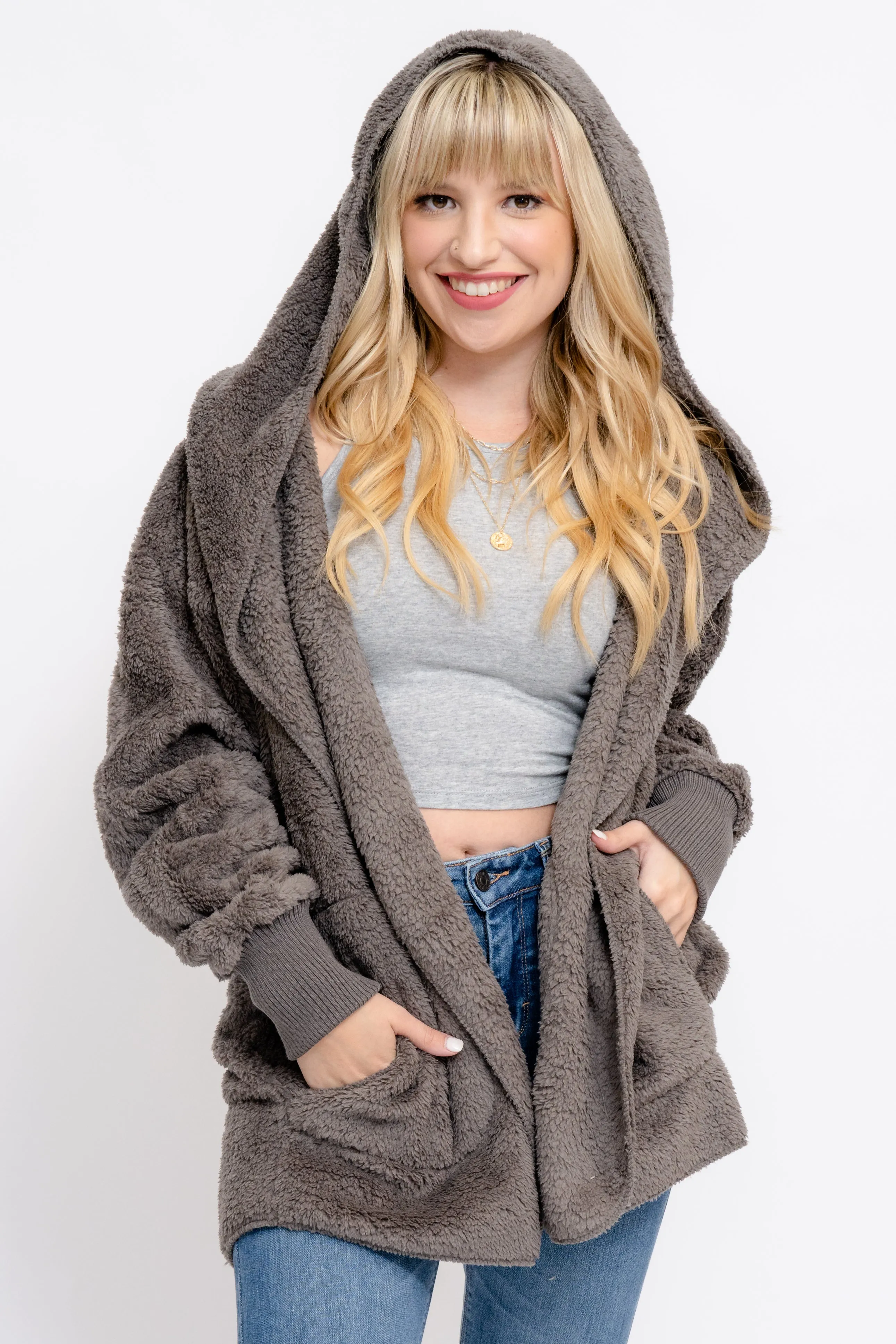Remi COZIEST POCKETED CARDIGAN STEEL - GREY