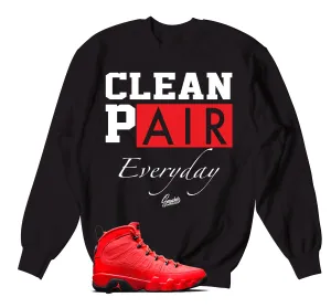 Retro 9 Chile Red Clean Pair Sweater