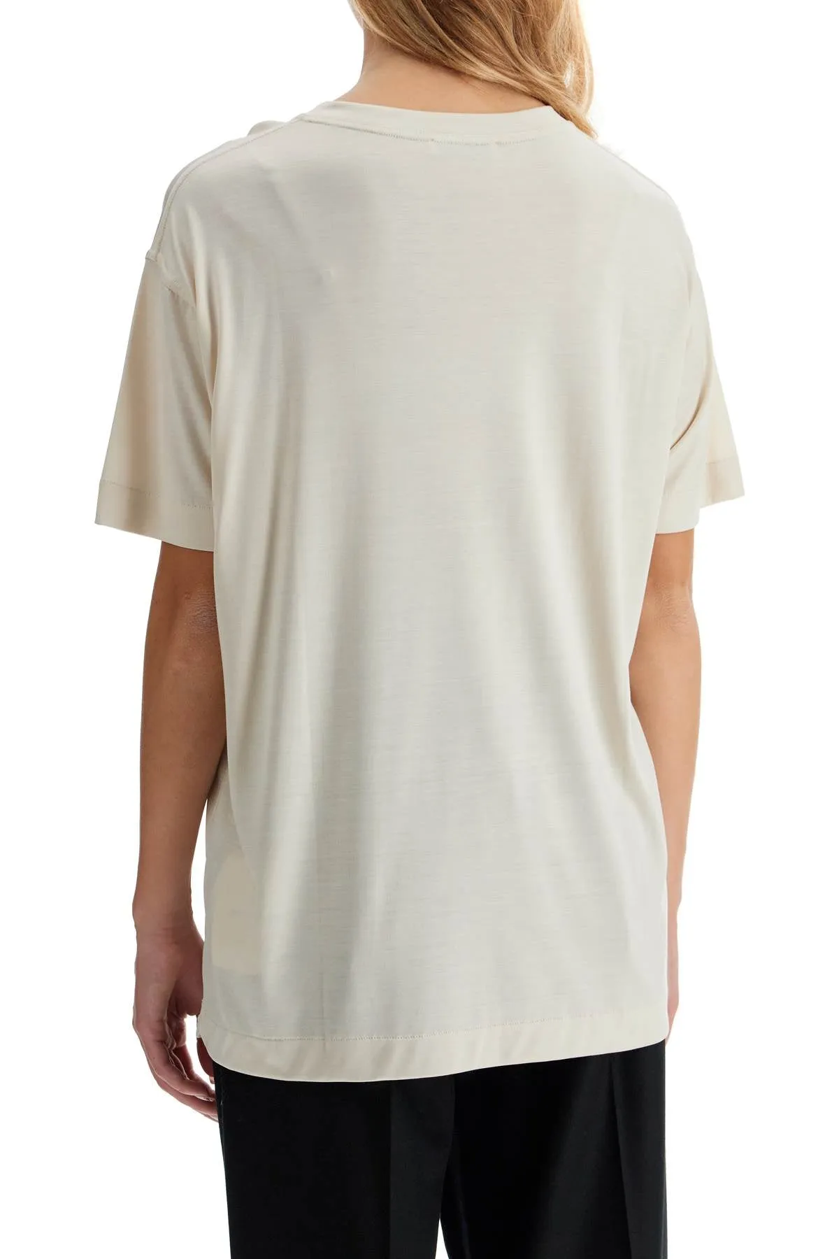 silk crewneck t-shirt TO1295 LJ1026 LIGHT CREAM