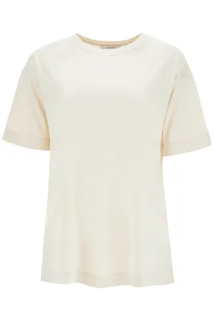 silk crewneck t-shirt TO1295 LJ1026 LIGHT CREAM
