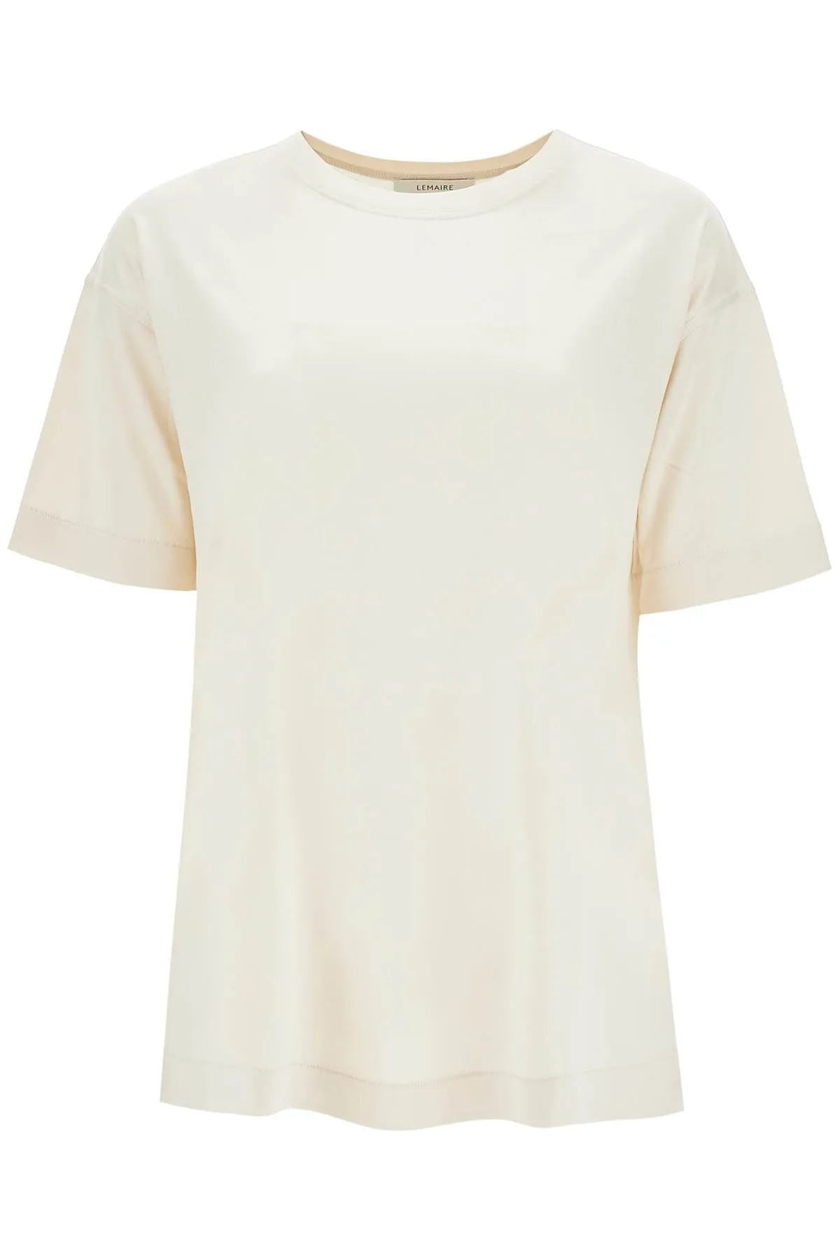 silk crewneck t-shirt TO1295 LJ1026 LIGHT CREAM
