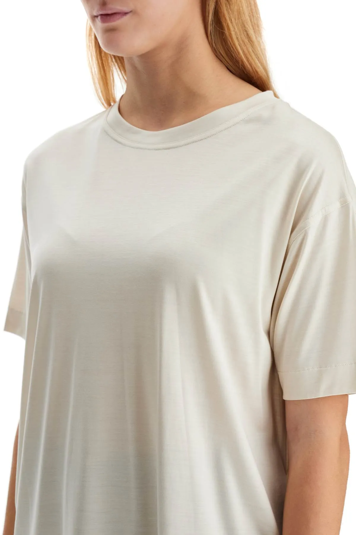 silk crewneck t-shirt TO1295 LJ1026 LIGHT CREAM