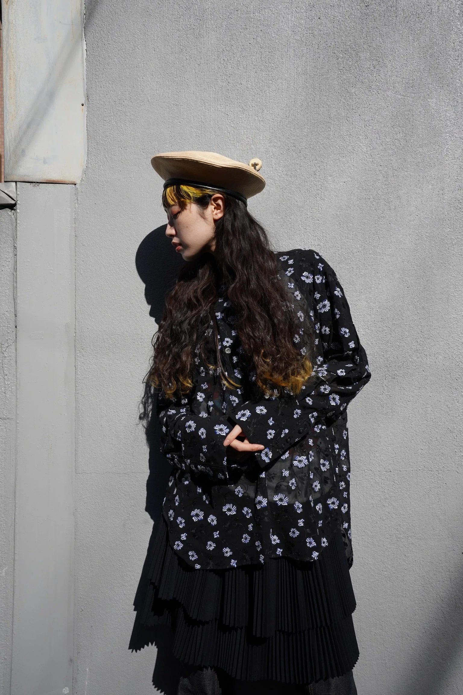 UJOH No Collar Shirts (FLOWER EMBROIDERY)