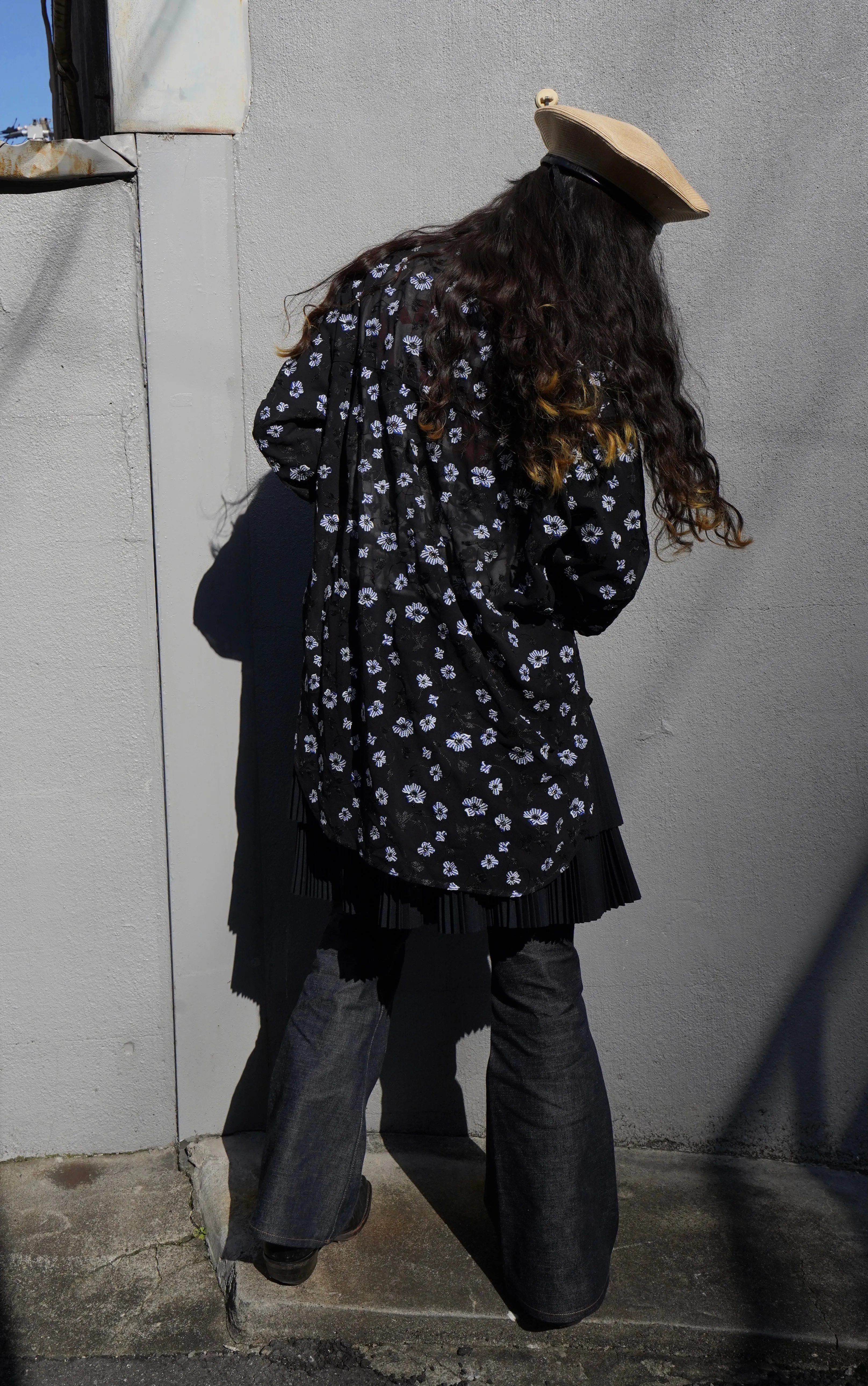 UJOH No Collar Shirts (FLOWER EMBROIDERY)